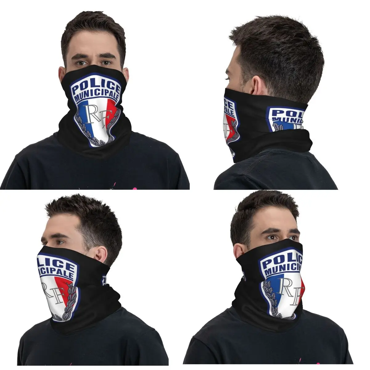 FRENCH MUNICIPAL POLICE INSIGNIA Bandana Neck Cover Printed Magic Scarf Warm Balaclava Running Unisex Adult Windproof