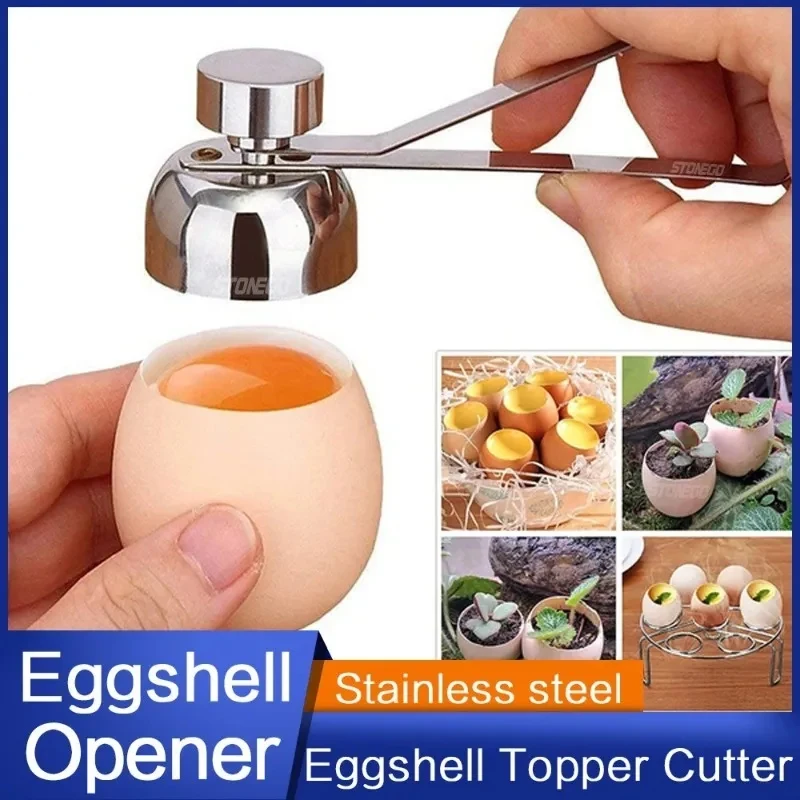 Multi-Function Stainless Steel Egg Cracker, Eggshell Topper Cutter Remover Kitchen Gadget