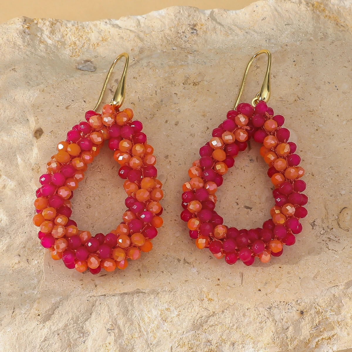 Boho stijl veelkleurige waterdruppel oorbellen voor vrouwen elegante handgemaakte kristallen kralen hangende oorbellen zomer strandfeest sieraden