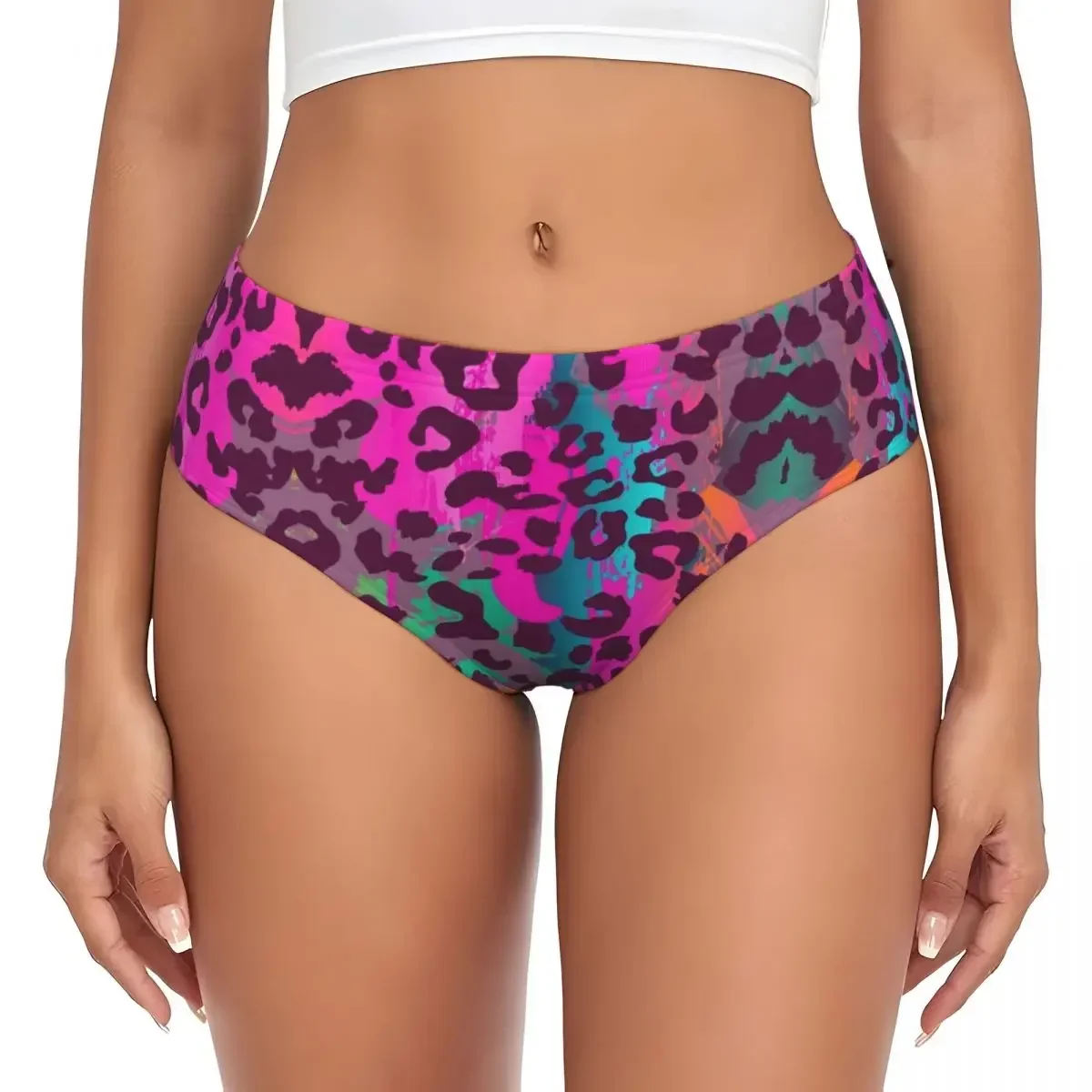 

Custom Colorful Animal Print Brief Panties Women Breathable Leopard Underwear
