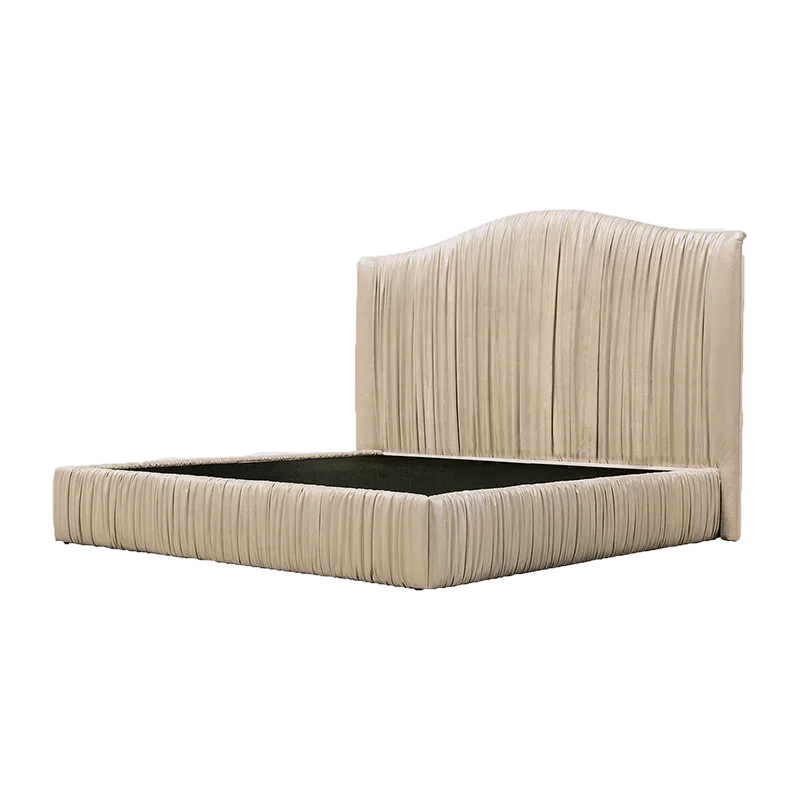

JC Индивидуальная легкая роскошная мебель для спальни 1,5 метра, плиссированная тканевая кровать из массива дерева, двуспальная кровать 1,8 метра, свадебная кровать