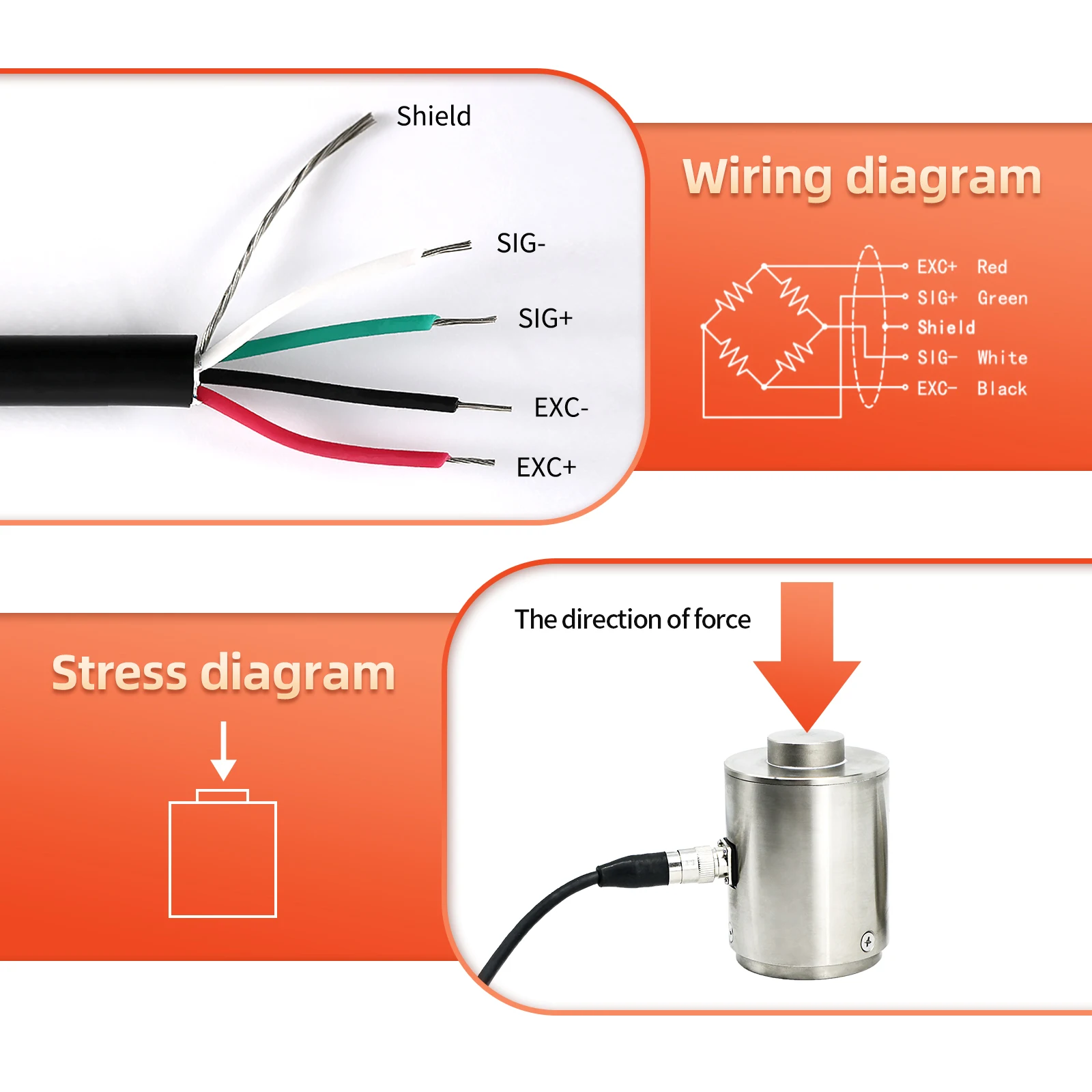 Load cell Gravity pressure detection and measurement of the impact force of the cylindrical load diaphragm