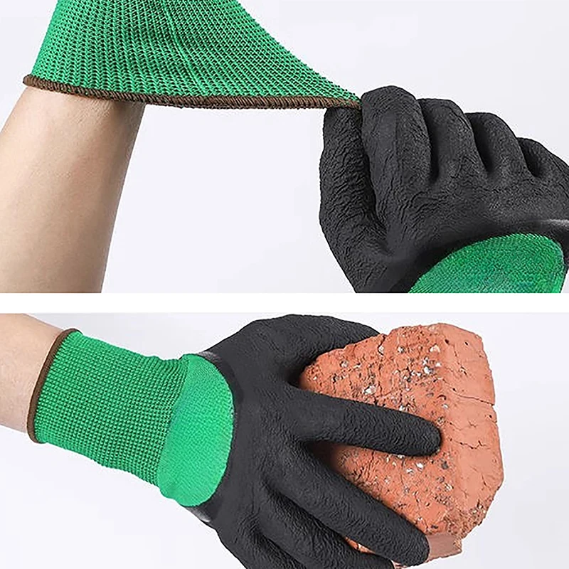 1 Pair Super Grip Working Gloves Rubber Coated Anti-Slip Waterproof Wear-Resistant Garden Gloves For Garden Repairing Builder