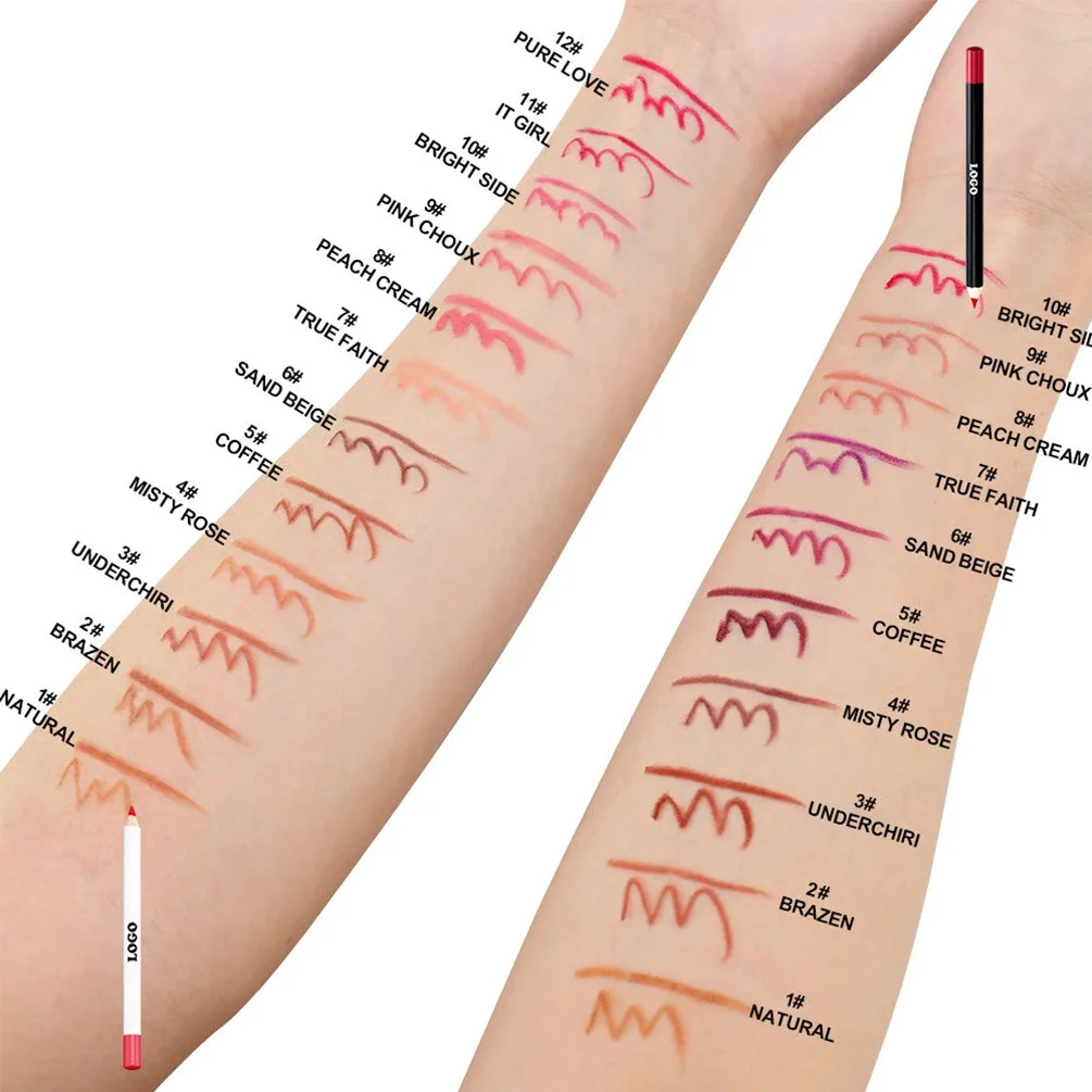 Label pribadi tidak pudar Lip Liner Matte Logo kustom tahan air tidak lengket halus tahan lama mudah untuk menerapkan Makeup grosir