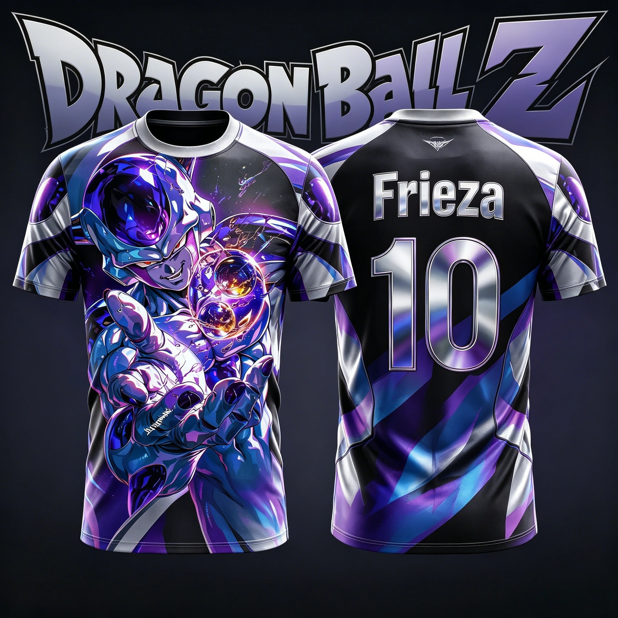 2026 Neues Erwachsenen-Fußballtrikot für Herren mit Dragon Ball NO.10/7 Frieza 3D-Druck, Kinder-Anime-T-Shirt, Spezielles Fußballtrikot