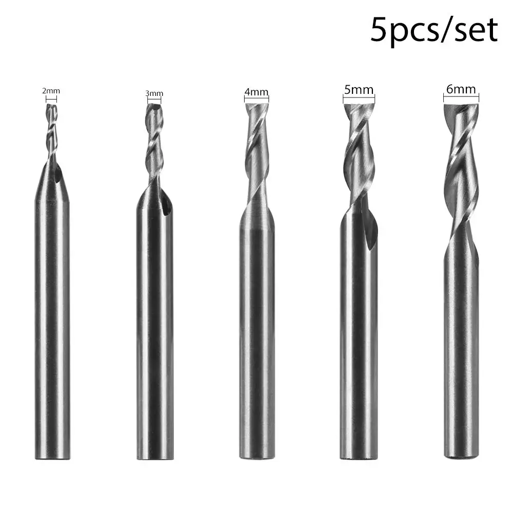 

1/5pcs Hot sale 2 Flute End Wood-Cutter Tools CNC Straight Shank Milling Cutters Woodworking Drill Bits Mill Cutter