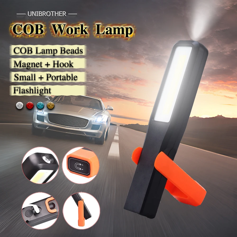 Portable COB LED Working Light Type-C Car Garage Mechanic Lamp Charging Flashlight Magnetic Torch Emergency Light Warning Light