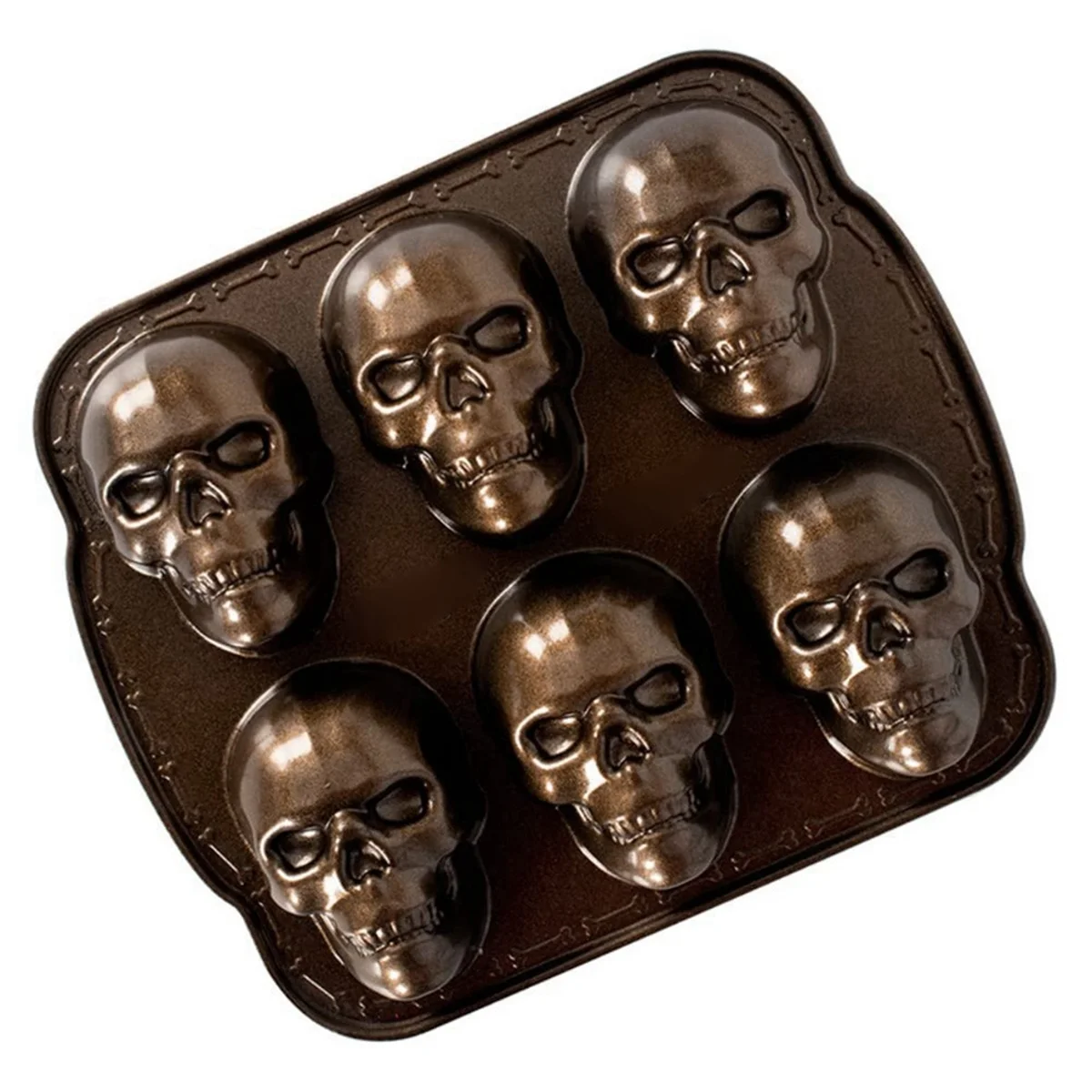 Ustensiles de cuisson pour Halloween, poêle à gâteau à tête de mort hantée, en bronze