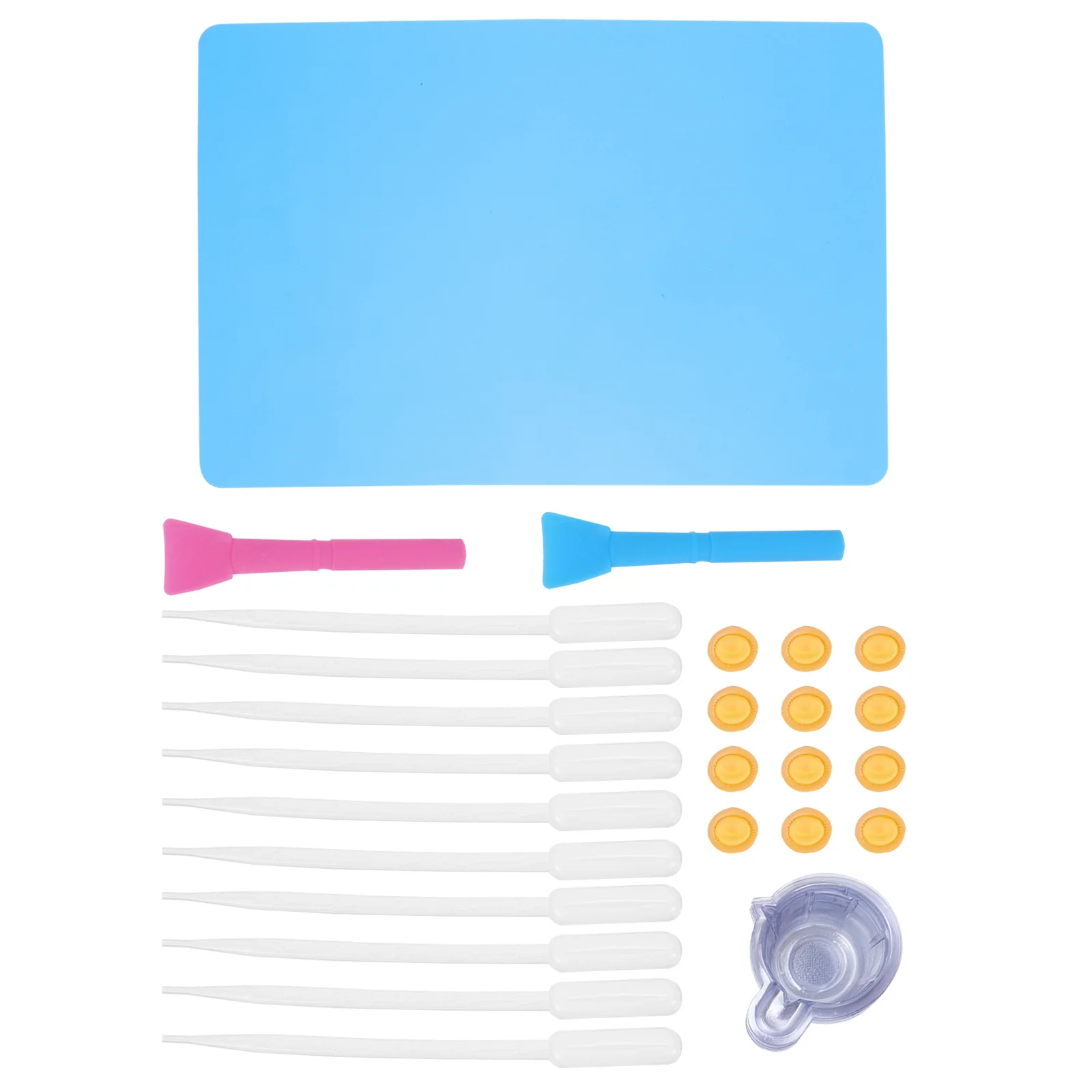 

1Set Epoxy Resin Tools Silicone Mat Measuring Cups Fingertip Covers Nonstick DIY Epoxy Craft Making Kit Resin Mixing Scrapers