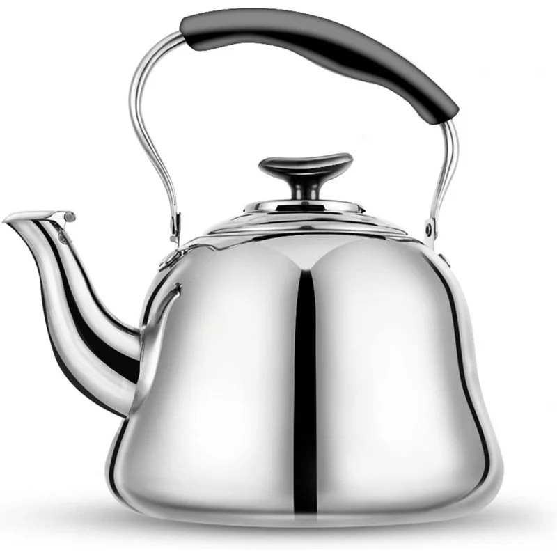 

2L Stainless Steel Stovetop Whistling Tea Kettle | Heat-Resistant Folding Handle & Classic Mirror Finish Teapot