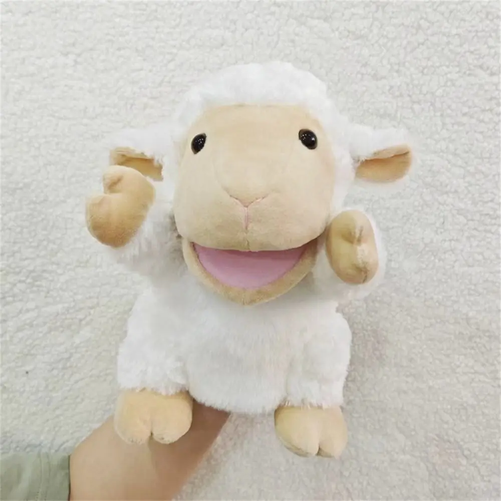 Movable Open Mouths Plush Animal Puppets Christmas Stuffed Animal Cow Duck Pig Stuffed Hand Doll Soft Hand Doll Toddlers Kids