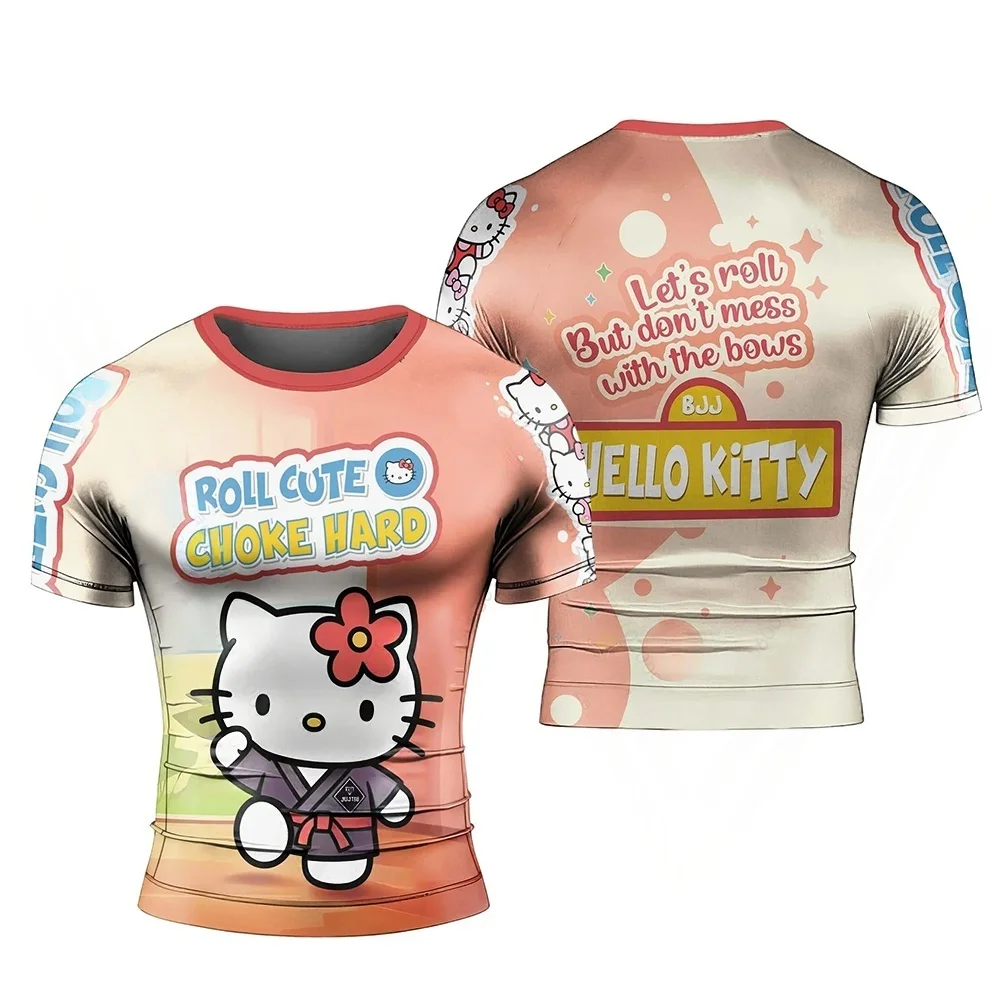 25 جديد مرحبا كيتي الكرتون تي شيرت مطبوع الرجال النساء Jujitsu تجريب طباعة رياضة المحملة موضة التدريب الرياضي تنفس الرجال بلايز
