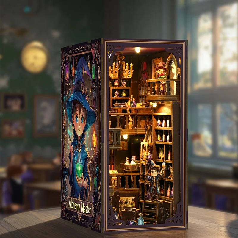Kit Fai-da-Te 2026 Magic Diy House Miniature Book Nook in MDF, Miniature Book Nooks per Decorazione Biblioteca