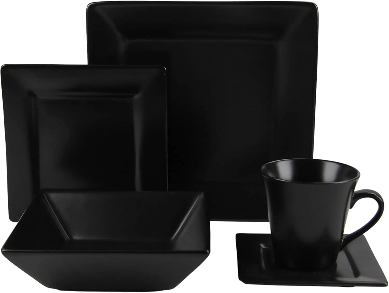 طقم أواني طعام نوفا سكوير 30 قطعة، أسود مطفي