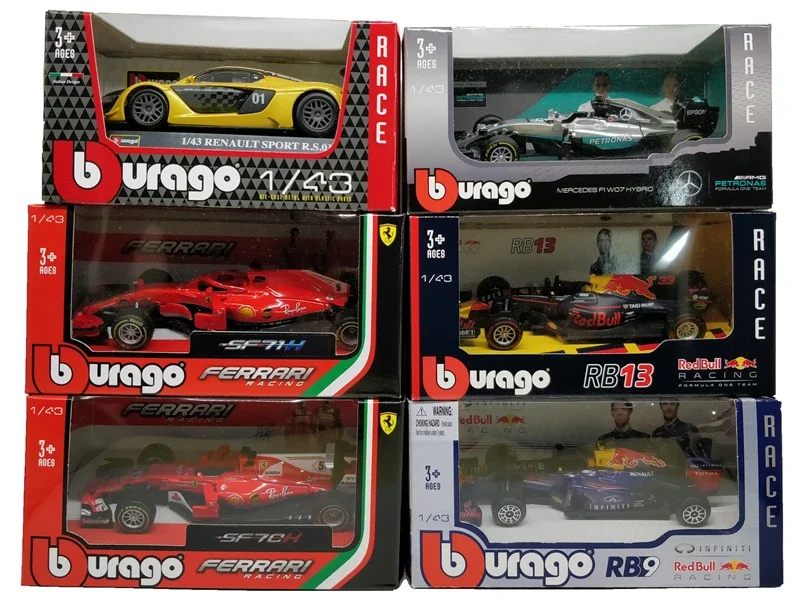 BBurago F1 Scale 1:43 RB  W05 W07 W10 SF71H SF70H SF16 RB13 RB14 RB15 2019 SF90 Diecast Racing Model Car Toy Cars