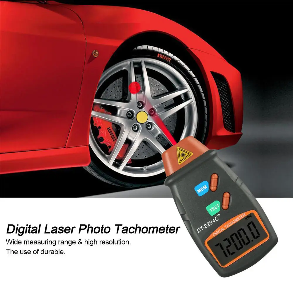 

Universal Digital Tachometer Non Contact Laser Photo RPM Tach Meter Motor Speed Gauge Revolution Spin 2.5 To 999.9 Rpm