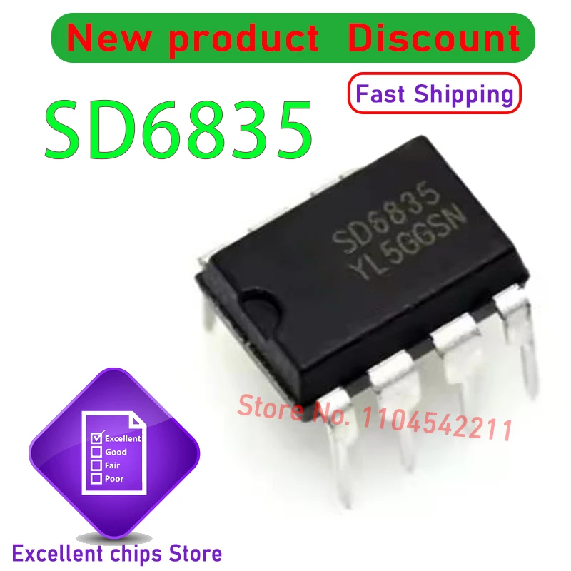 10 stks/partij Originele SD6835 DIP-8 Power Chip 100% Nieuwe en Echte Hoge Kwaliteit