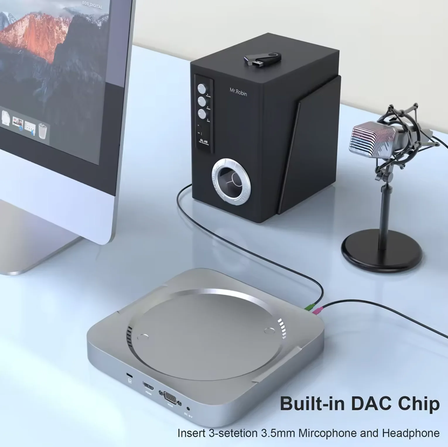 13 in 1 Mac Mini Dock with 2.5 inch M.2 PCIe 3.0 NVMe SSD Enclosure, HDMI, VGA, USB 3.0, TF/SD for Mac mini M1/M2