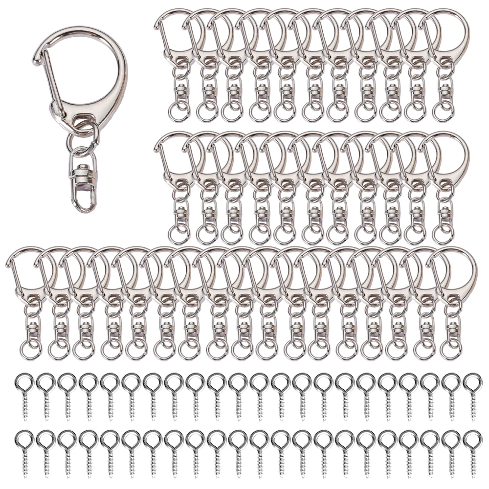 100 Sets Lobster Clasp Keychain Clip Swivel 8 Shape Clasps Lanyard Snap Hook for DIY Crafts Key Chain Hooks Eye Pins Wholesale