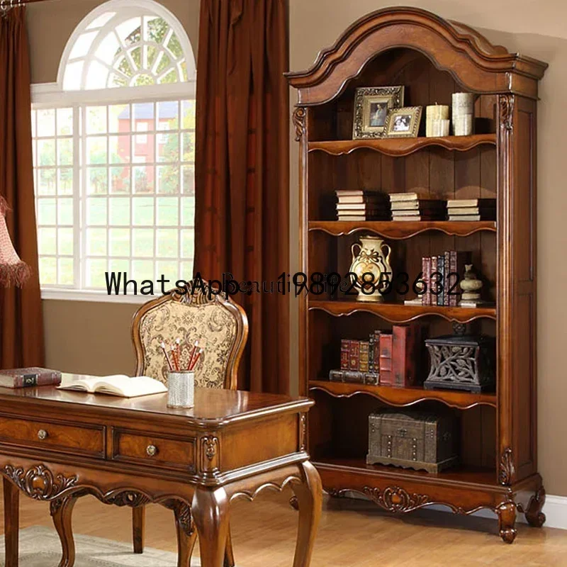 QQ American solid wood multi-layer bookcase doorless single display storage bookshelf storage cabinet European style