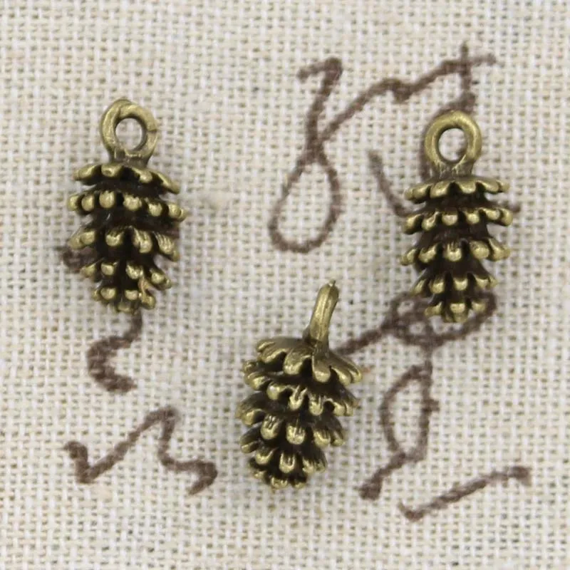 20pcs Charms Pinecone Pineal Fruit 15x8mm Antique Bronze Silver Color Pendants DIYCrafts Making Findings Tibetan Jewelry