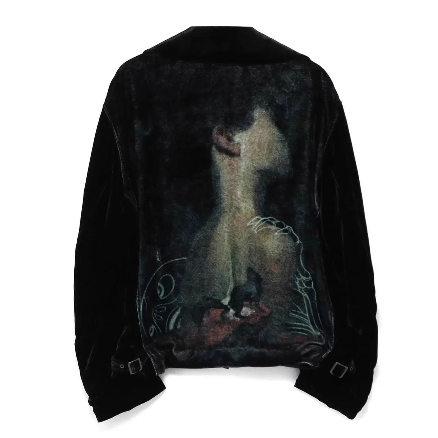 

YOJI OOAK JAMES JUANl joint velvet suit pattern printed motorcycle trainer jacket suit