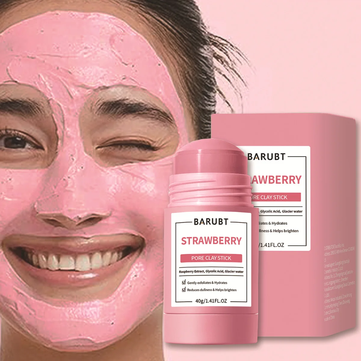 BARUBT Strawberry Puree Mask Stick Deep Cleansing Gentle Blackhead Removal Repair Facial Treatment Smudge Mask Cosmetics Makeup