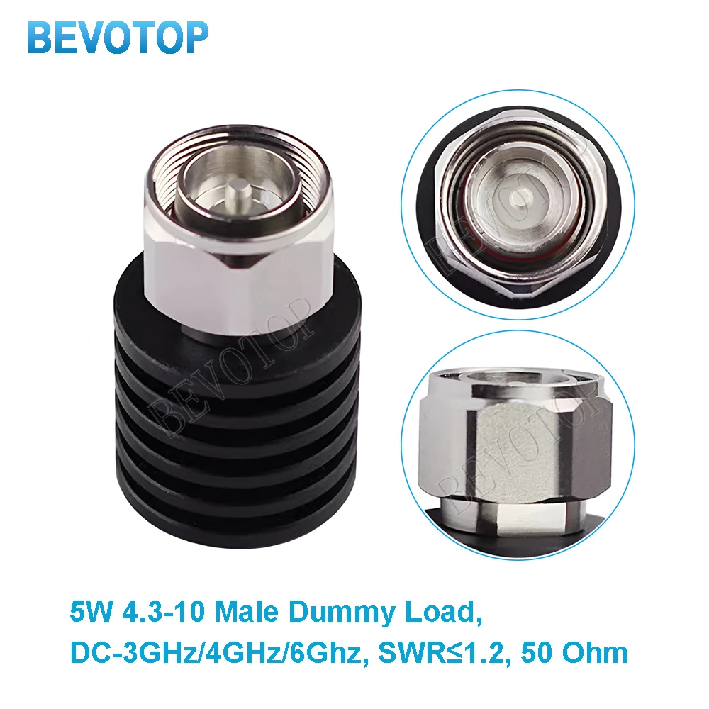 5W 4.3-10 Male RF Coaxial Termination Dummy Load 3Ghz/4Ghz SWR＜1.2 50 Ohm Connector Socket Brass Straight Coaxial RF Adapters