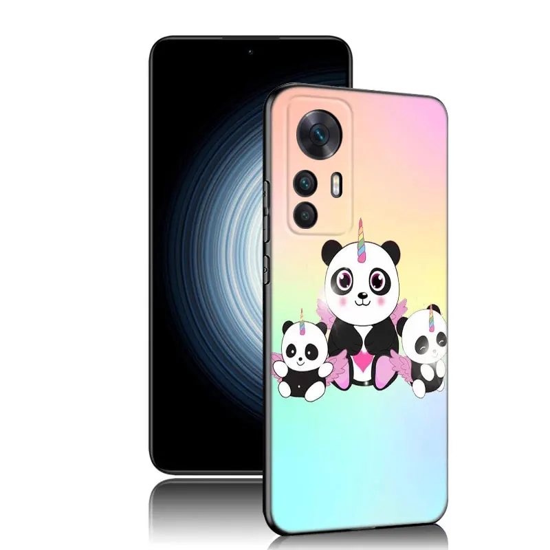 Śliczna kreskówka Panda czarna obudowa na telefon dla Xiaomi Redmi 7A 8A 9A 10A 11A 9C 10C 12C 13C 11 Prime A1 A2 Plus 12 4G Note 9T 12R