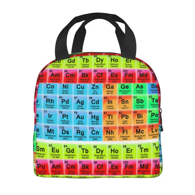 Elements Periodic Table Insulated Lunch Tote Bag for Science Chemistry Chemical Portable Cooler Thermal Food Lunch Box Camping