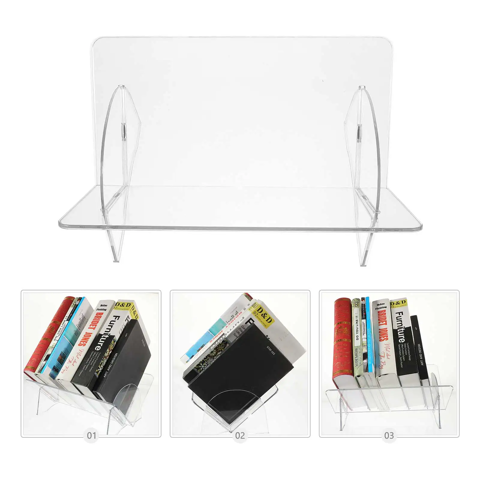 

Transparent Book Stand Container Clear Shelf Holder Desktop Bookshelf Bookstand for Office Organiser Holders