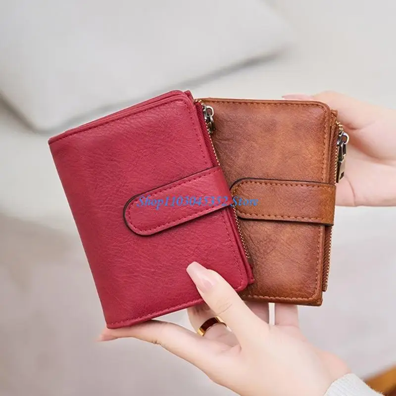 محفظة قصيرة الحجم بحجم صغير للسفر، مقصورات متعددة، محفظة عملات معدنية من جلد البولي يوريثان، إكسسوار نسائي