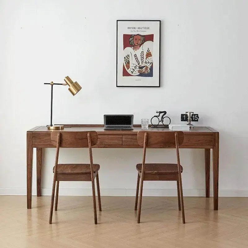 North American black walnut desk, simple rectangular writing table, home study, all solid wood desk
