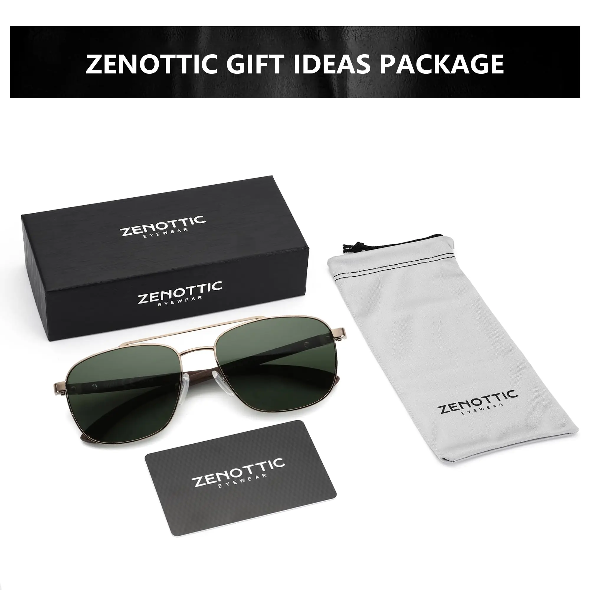 ZENOTTIC 남성용 2024 목재 편광 선글라스, 자외선 차단 100%, 야외 여행 선글라스