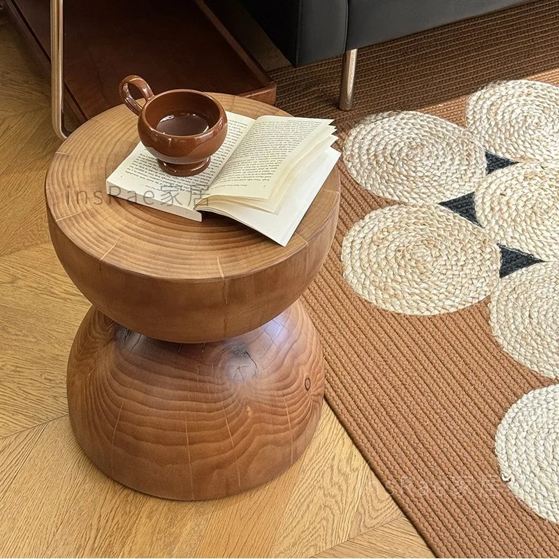 Solid Wood Stump Coffee Shop Small Tea Table Natural Walnut Color Nordic Homestay Side Stand Root Carving Corner Decor