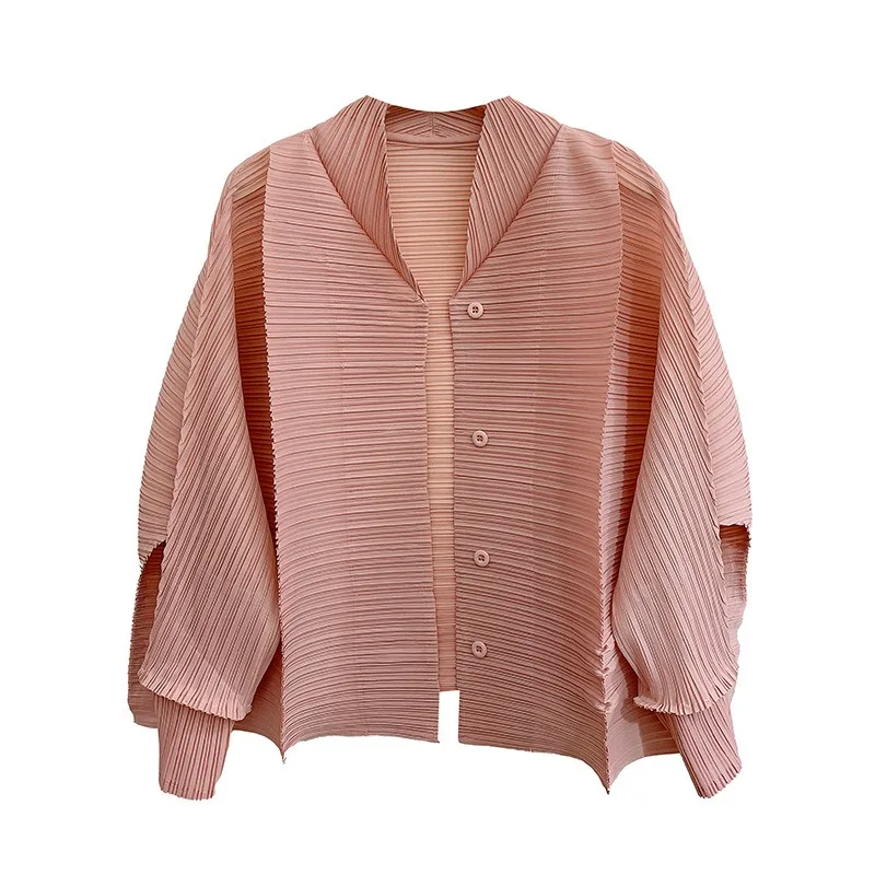 Miyake Pleated Handmade Pleated Jacket 2025 Spring and Summer New Solid Colour Cardigan Versatile Casual Fold Jacket Clothing