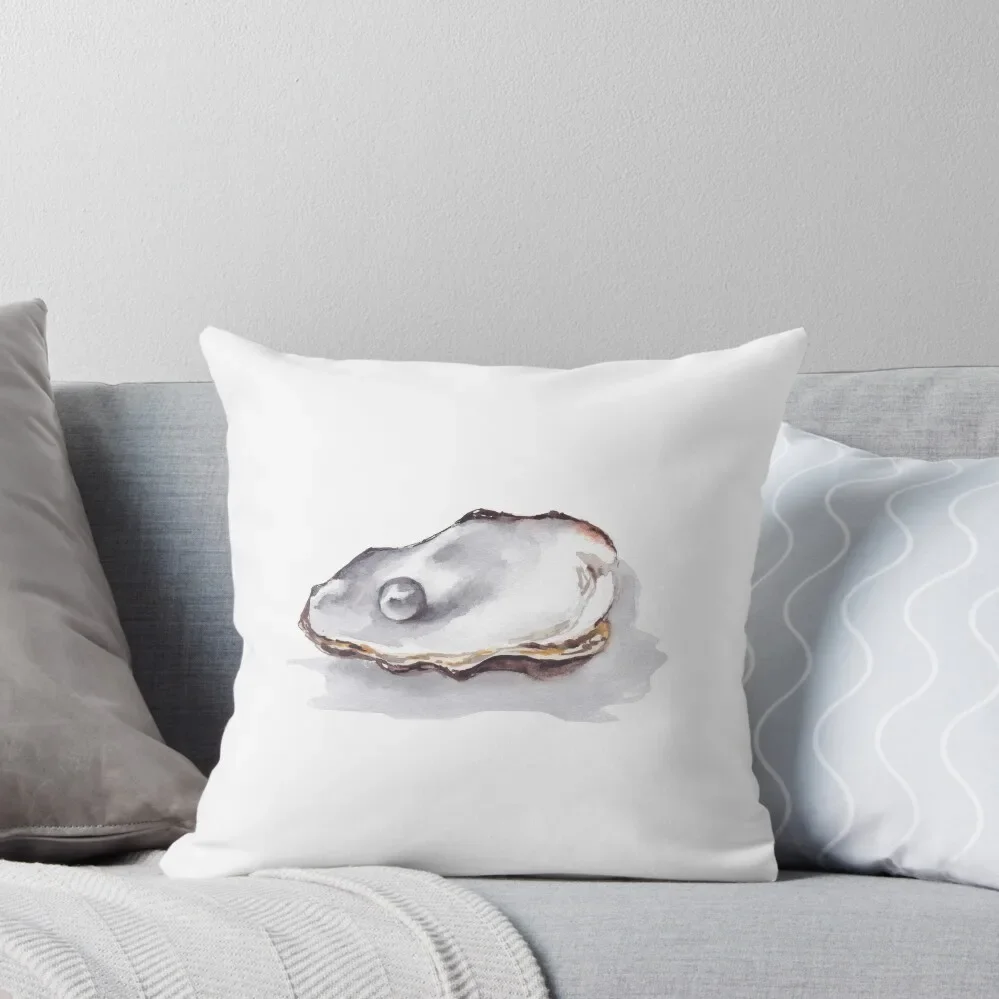 Watercolour oyster shell with a shiny pearl Throw Pillow bed pillows sleeping pillows Sofa Covers pillow