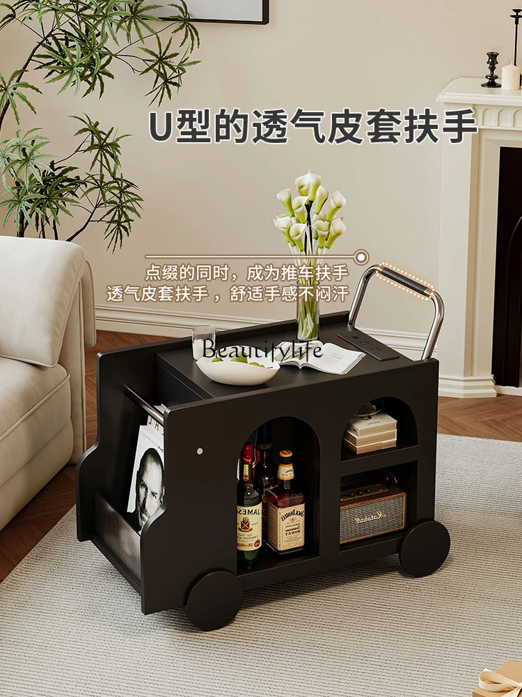 Sofa Side Table Light Luxury High-Grade Movable Coffee Table Small Table Trolley Rack