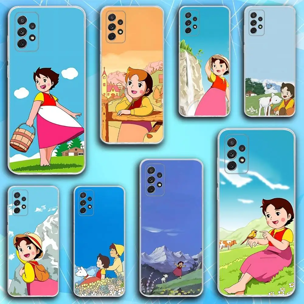 

Cute H-Heidi Cartoon Phone Case For Samsung S30,23,21,22,20, FE lite,S10,9,8,7 PIus Note20ultra Soft Transparent