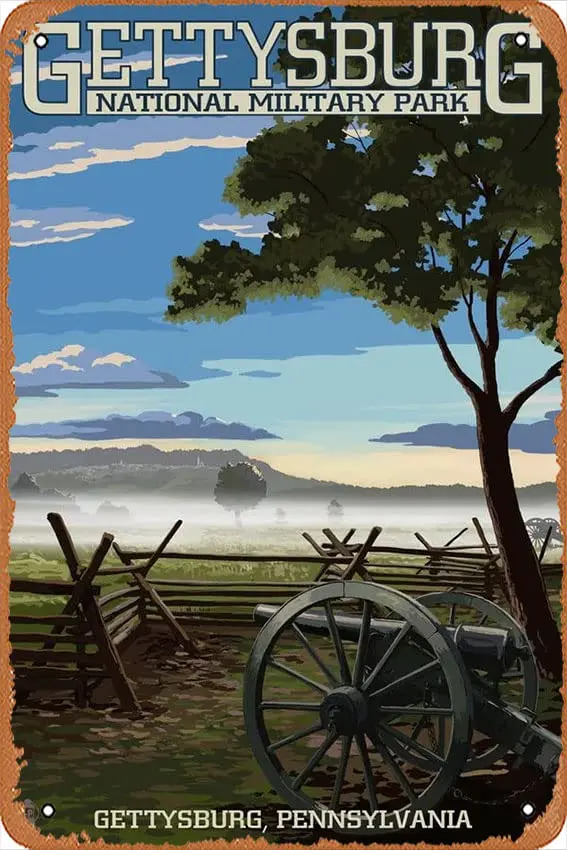 Металлический жестяной ретро знак Gettysburg, Пенсильвания, военный декор стен для дома, гостиной, спальни, кухни, бара, кофейни, гаража, ГАР