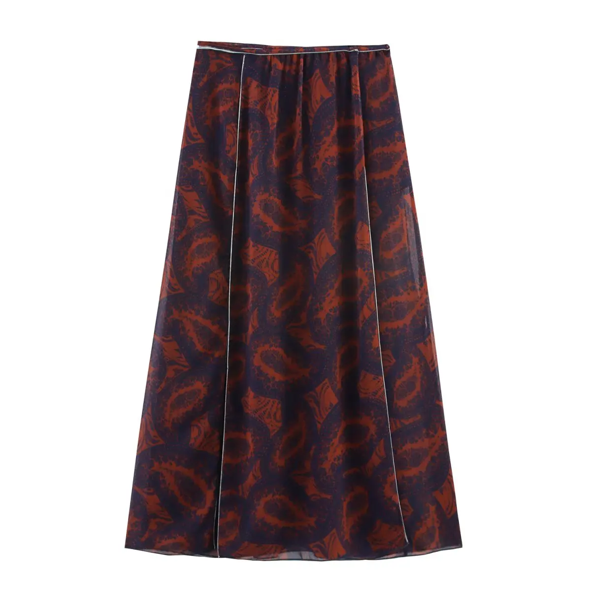 

Faionable Printed Midi Skirt Women's Sle Spring New Arrival JNLEAOG Original Design Polyester Fiber Long Sve round Ne