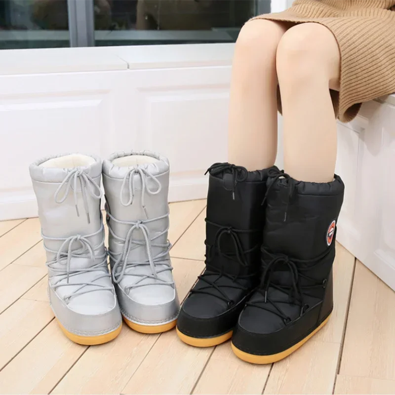 Women Boots Women Winter Parent-child Snow Boots Fashion Warm Lace Up Platform Shoes for Women Waterproof Non-slip Space Boots