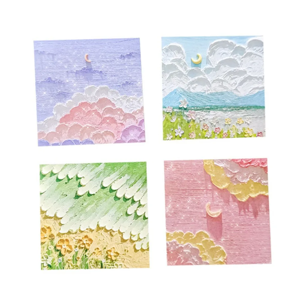 Landscape Flowert Sticky Notes with Scrapes Stickers Sticky Simple High-value Note Pad Paper for Student Office Stationery
