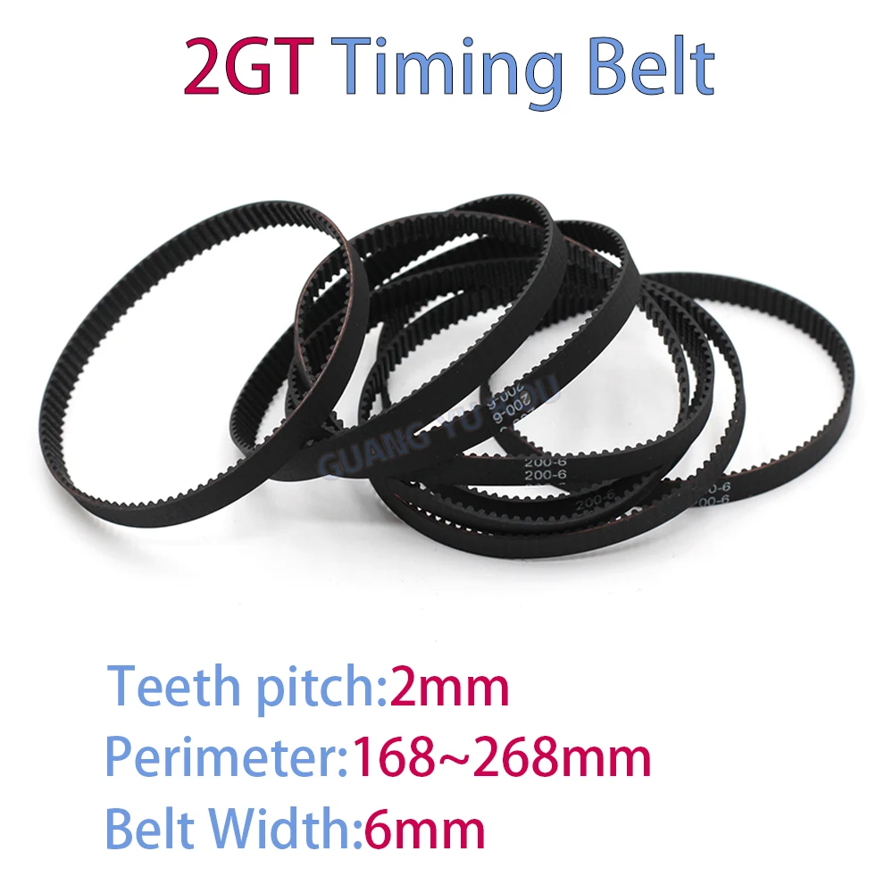 2GT Rubber Closed Loop Timing Belt Width 6mm Length168 170 172 174 176 178 180 182 184 186 188 190 192 194 196 198 200 202~268mm