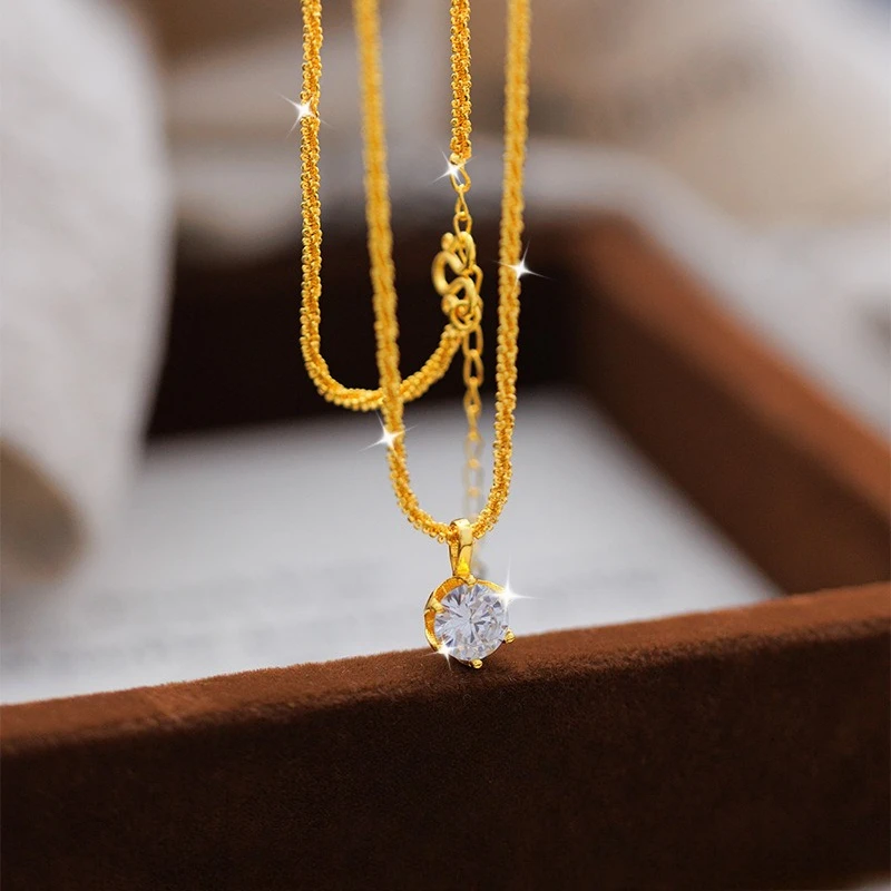 

Fashion Kt14 Golden Color Vintage Vintage Zircon Pendant Chain Necklace for Women Birthday Valentine's Day Bracelet Jewelry Gift