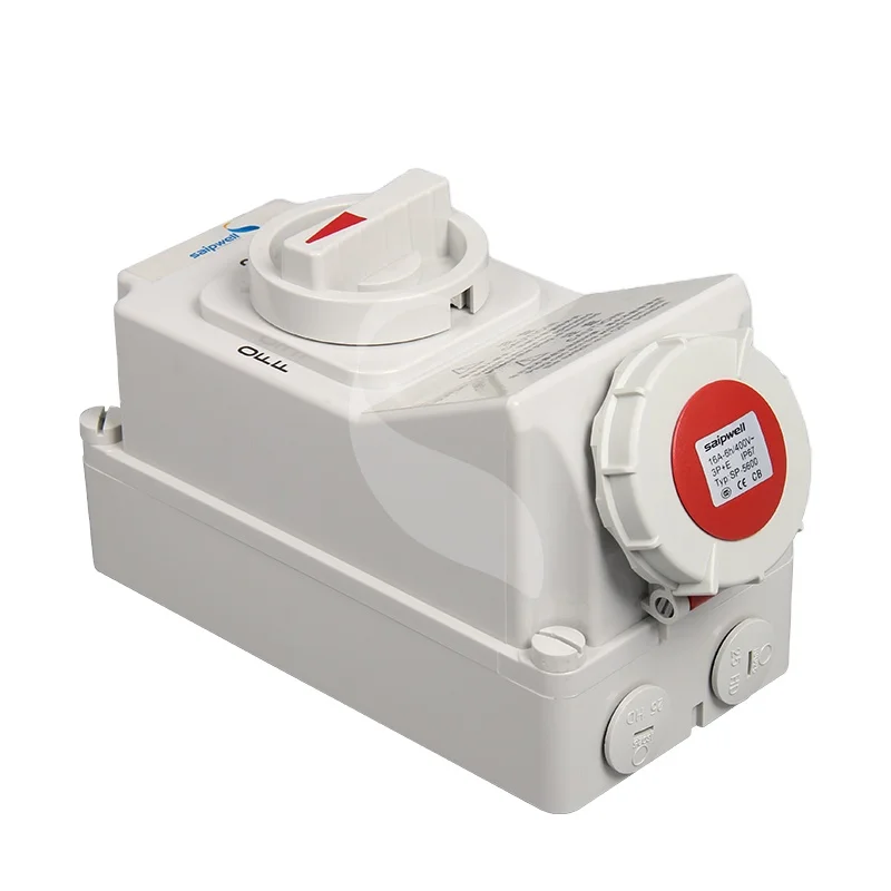 SAIPWELL CEE/IEC Socket with Switches and Mechanical Interlock Ip67 Industrial Socket 400-450V 32A 4p