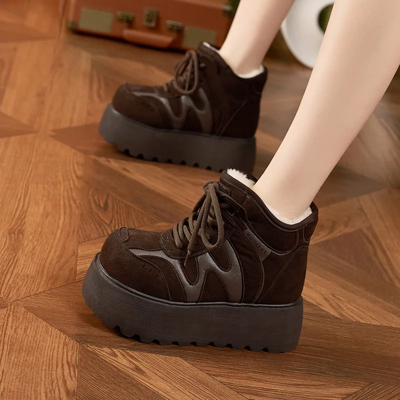 

Thick-soled Snow Boots Women New Winter Versatile Plus Velvet Thickened Cotton Boots Lightweight Non-slip Inner Heightening Boot