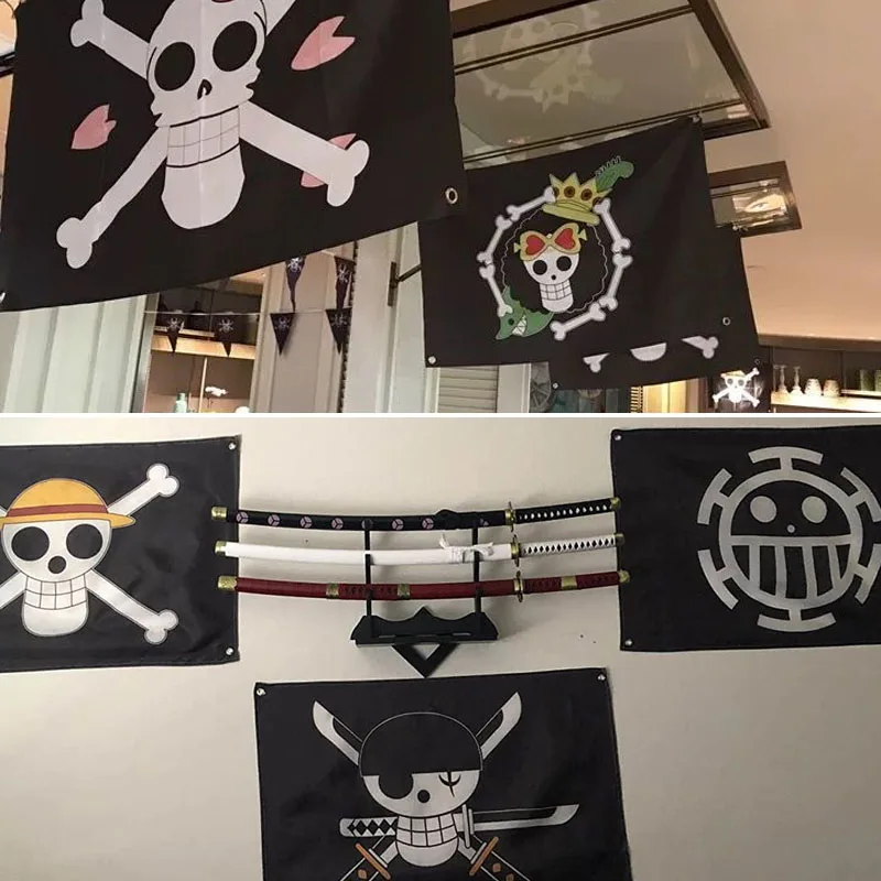 Anime ONE PIECE Flag Monkey D Luffy Cartoon Party, decoración para el hogar, dormitorios de niños, sombrero de paja, piratas, Barco Pirata, regalo de bandera, 60x40cm