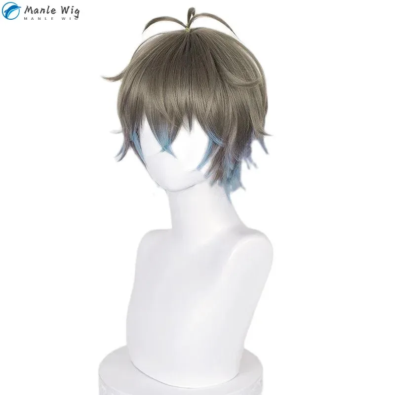 Vtuber NIJISANJI EN تأثيري 30 سنتيمتر قصيرة Luxiem Ike Eveland مقاومة للحرارة الاصطناعية الشعر حزب الباروكات + غطاء شعر مستعار cn. ;7h;gh8;