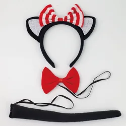 New Cat Ear Headband Cosplay Black Cat Halloween Party Costumes Headdress Kawaii Striped Kitten Tie Tail Gloves Stocking